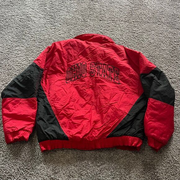 Vintage 90s Ohio State Buckeyes Puffer Jacket Coat Full Zip Competitor Size L - Picture 2 of 7